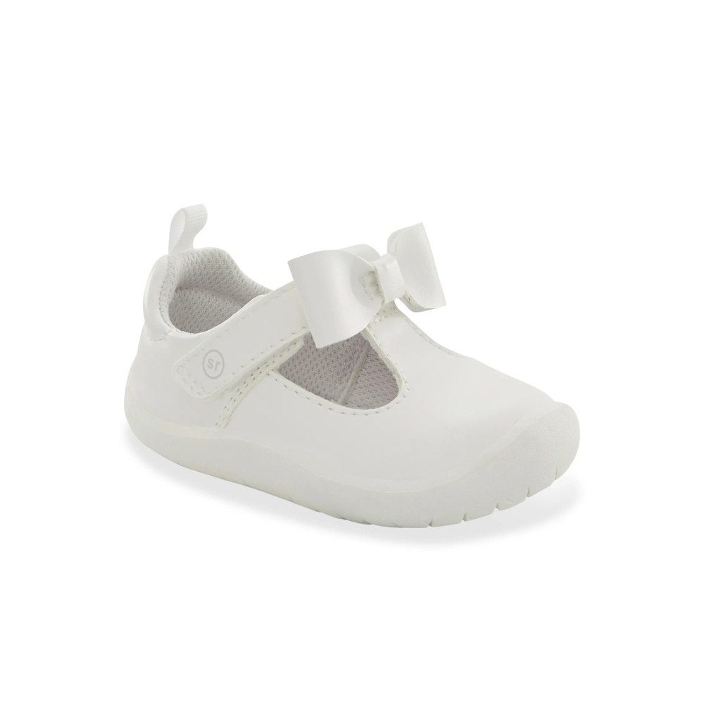 Munchkin By Stride Rite White Baby Walker Shoes with Bow